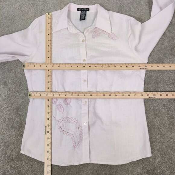 Alexandra Bartlett Womens Button Down Shirt Size M Pink Linen Business - Picture 4 of 8